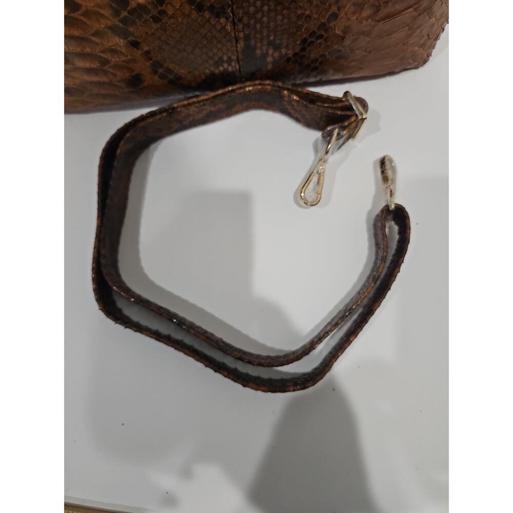 NEW Grand Pelle Genuine Python Skin Brown Tan Multi-way Tote Bag - Picture 14 of 14